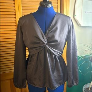 Pleione Charcoal Twist-Front Blouse